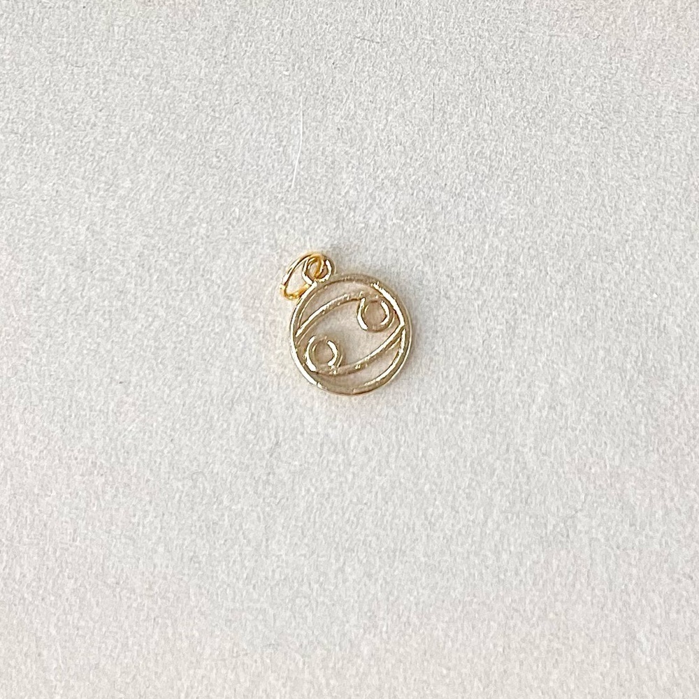 Golden Cancer Zodiac Charm | Celestial Crab Symbol Coin Pendant